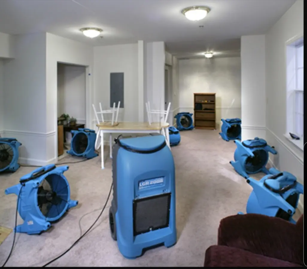 Air movers and dehumidifier setup for Water Extraction & Removal in Maplewood